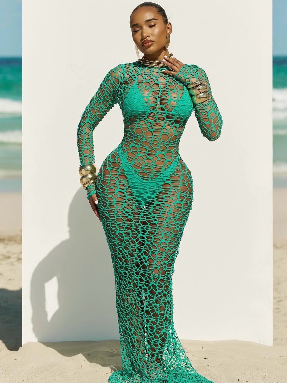 3 piece Aqua Net Maxi Dress